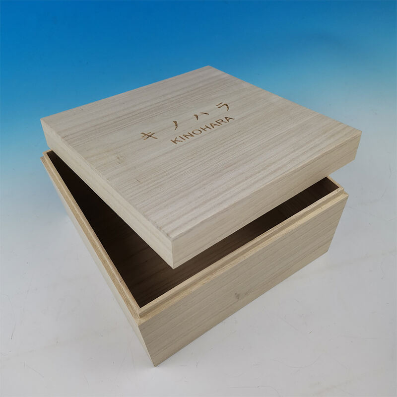 Japonya pazarı için özel ahşap Paulownia ambalaj ahşap kutu kinobako kiribako