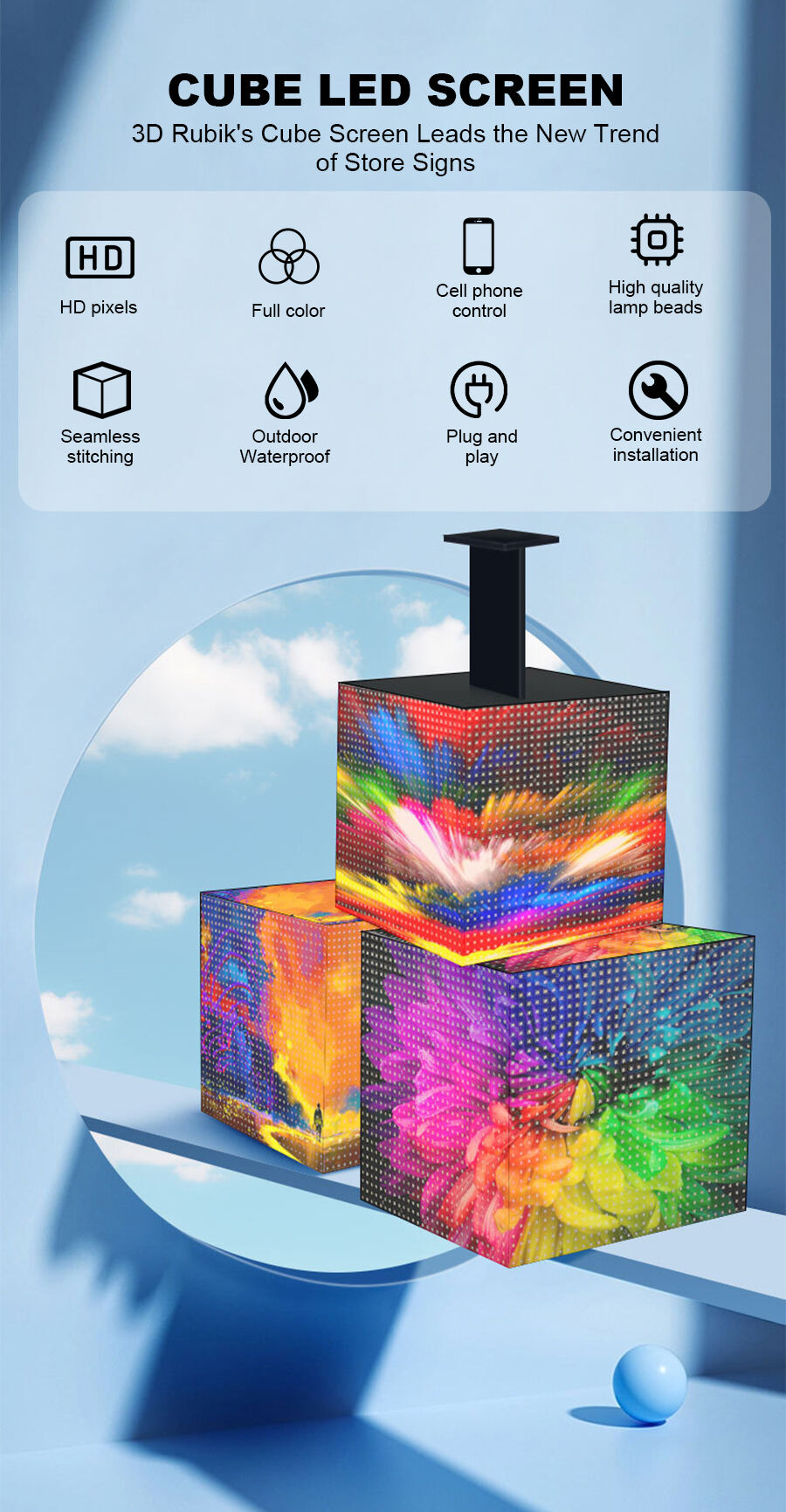 product led cube cuboid screen 4g wifi control magic cube p391 outdoor waterproof video wall photo hs indoor led cube display-56