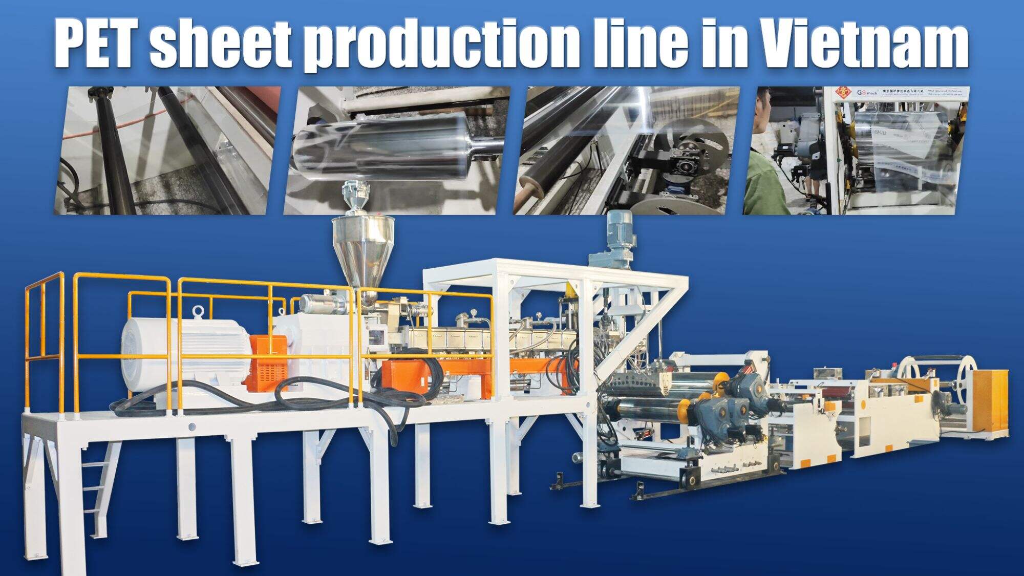 150-250kg/h GS65 PET sheet extruder machine in Vietnam