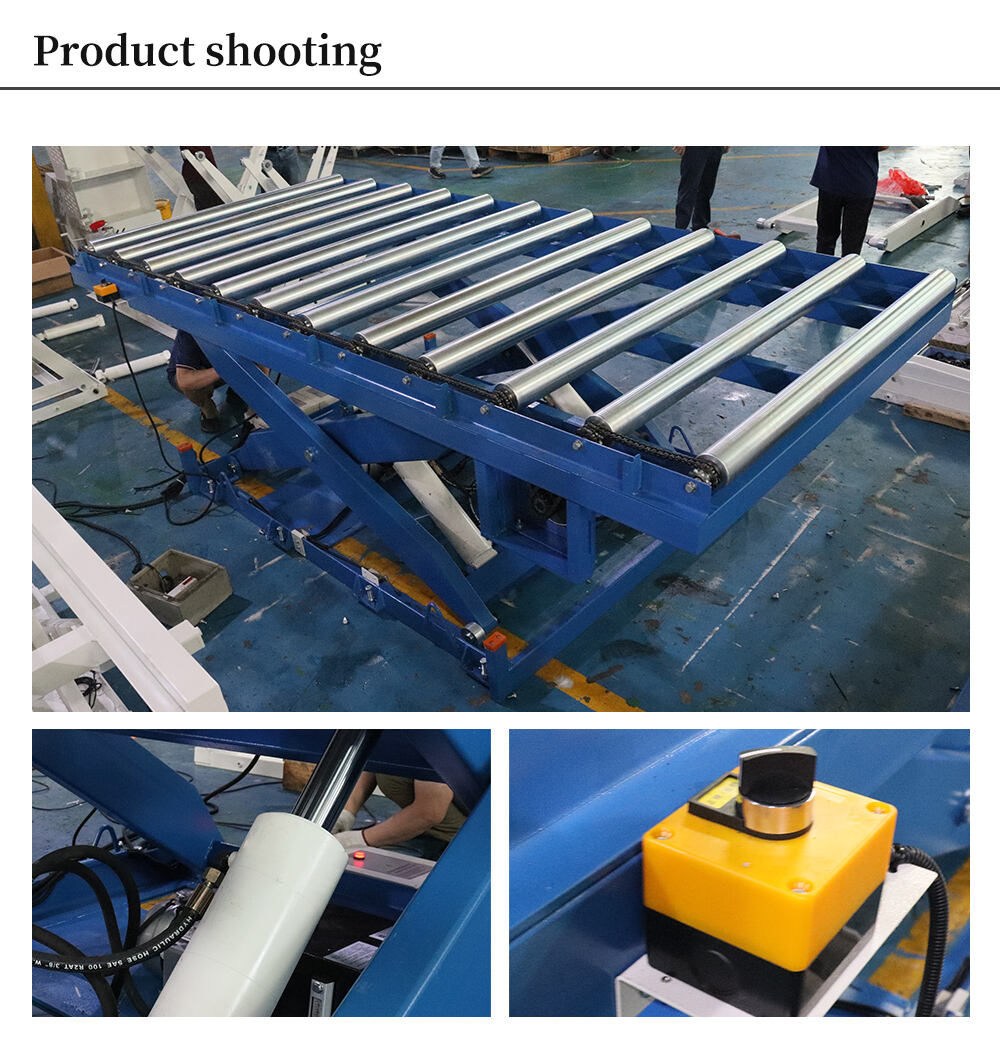 Hongrui Reliable 3 Tons Hydraulic Scissor Lift Table with Powered Roller Surface OEM with CE Certificate supplier