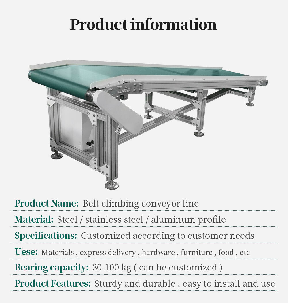 Hongrui easy to operate food-grade aluminum profile climbing belt conveyor factory