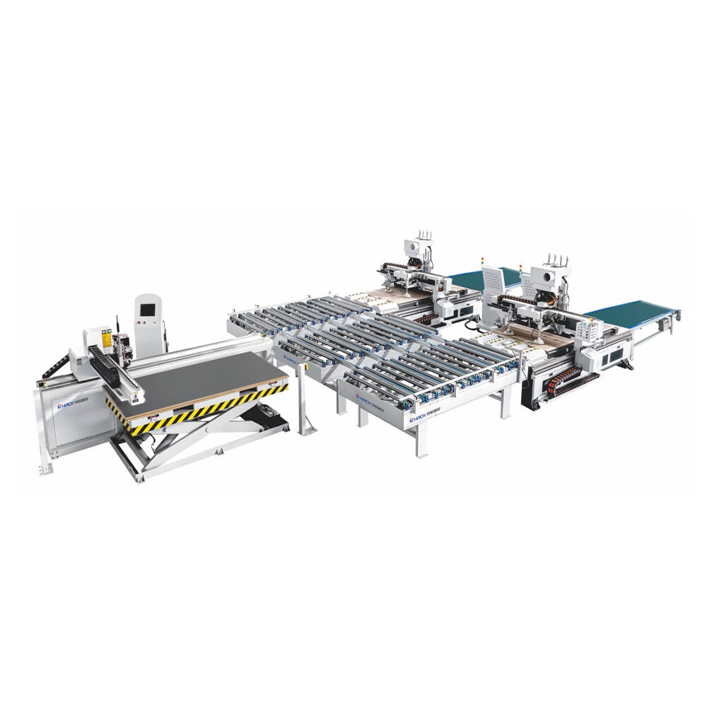 One-driven- four wood cnc machine Automatic furniture production line conveyor woodworking automation