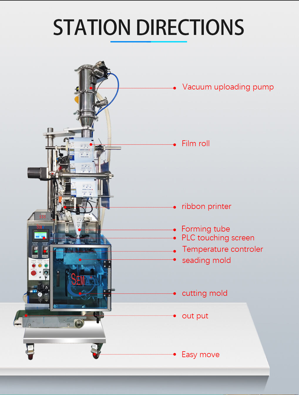 Powder sachet packing machine with vacuum uploading machine details