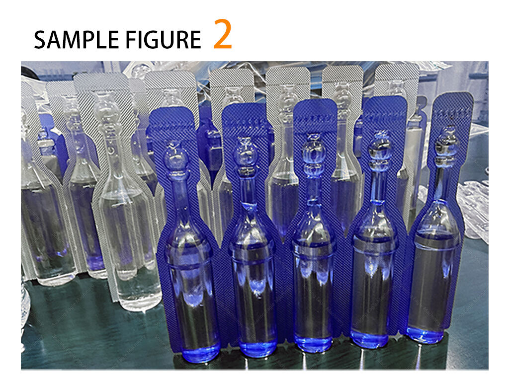 Five pieces linking full automatic liquid food juice energy gel ampoule filling machine with weighting machine details