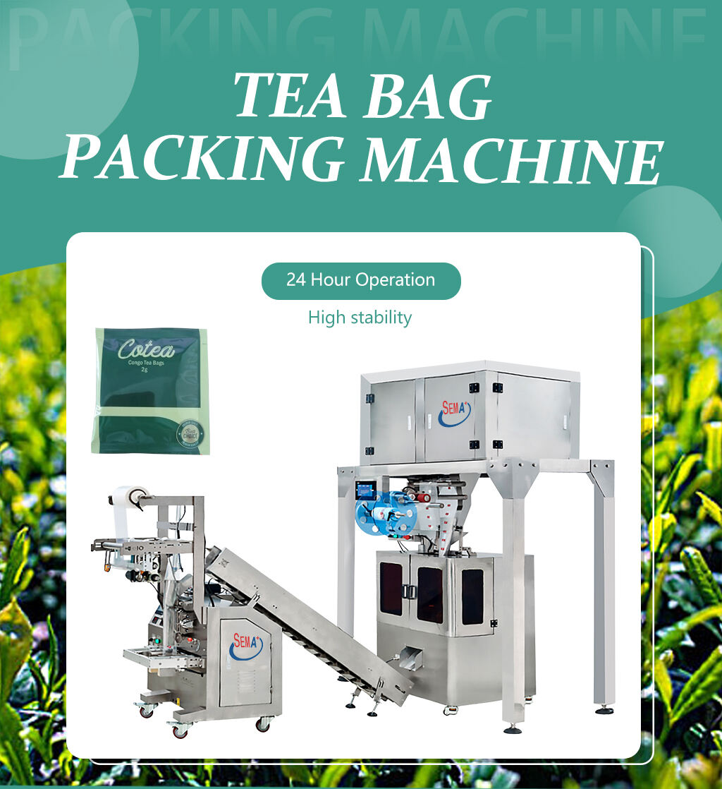 Full automatically 8 feeders triangle shape string tea bag sachet packing machine linking with outside sachet packing machine details