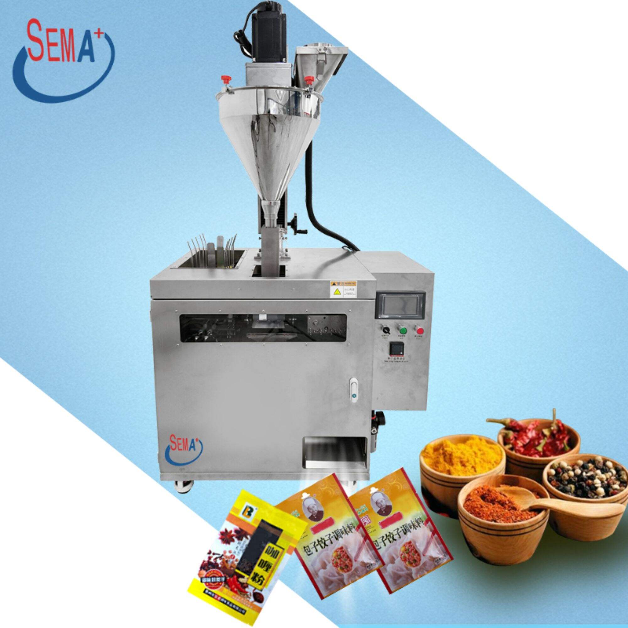 Stand Up Sachet Premade Filling Sealed Detergent Powder Curry Pink Chili Powder Packaging Machine