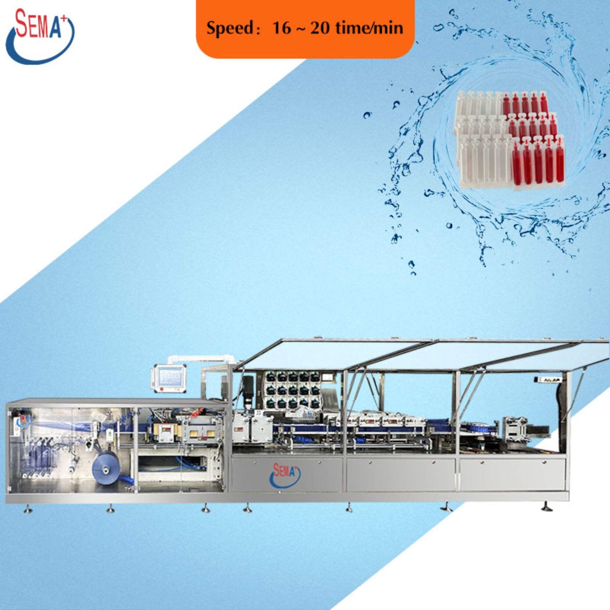 Automatische Flüssigkeits-15-Köpfe-Kunststoffampullen-Form-/Füll-/Versiegelungsmaschine. Orale Flüssigkeitsfüllverpackungsmaschine