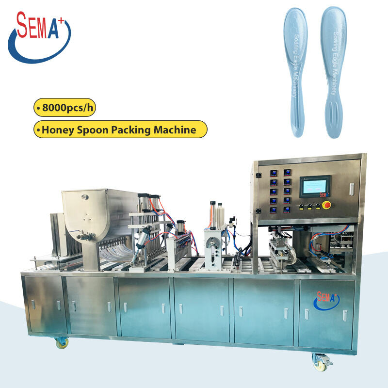 Automatic 10 heads filling foil sealing packaging honey spoon packing machine