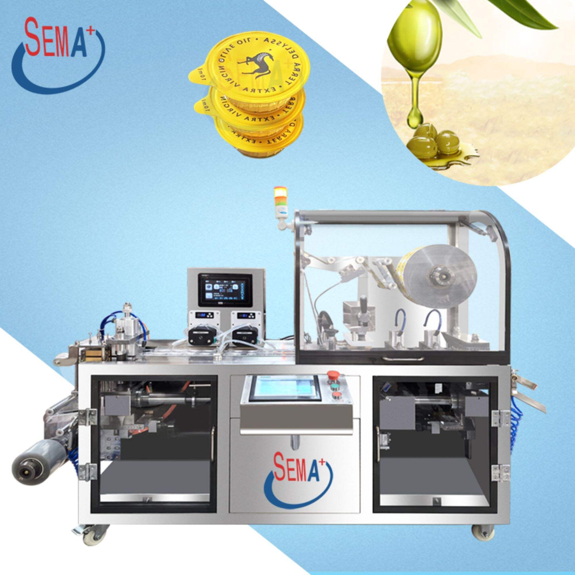 Automatic olive oil liquid round shape blister packaging machine