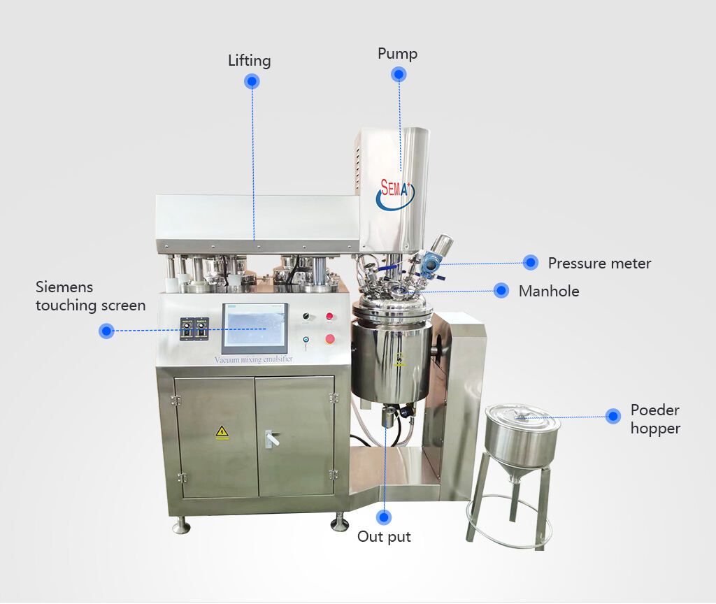 Cosmetic Cream Peanut Butter Mixer Making Machine Hair Color Cream Mixer Ointment Vacuum Homogenizing Emulsifier Mixing Machine factory