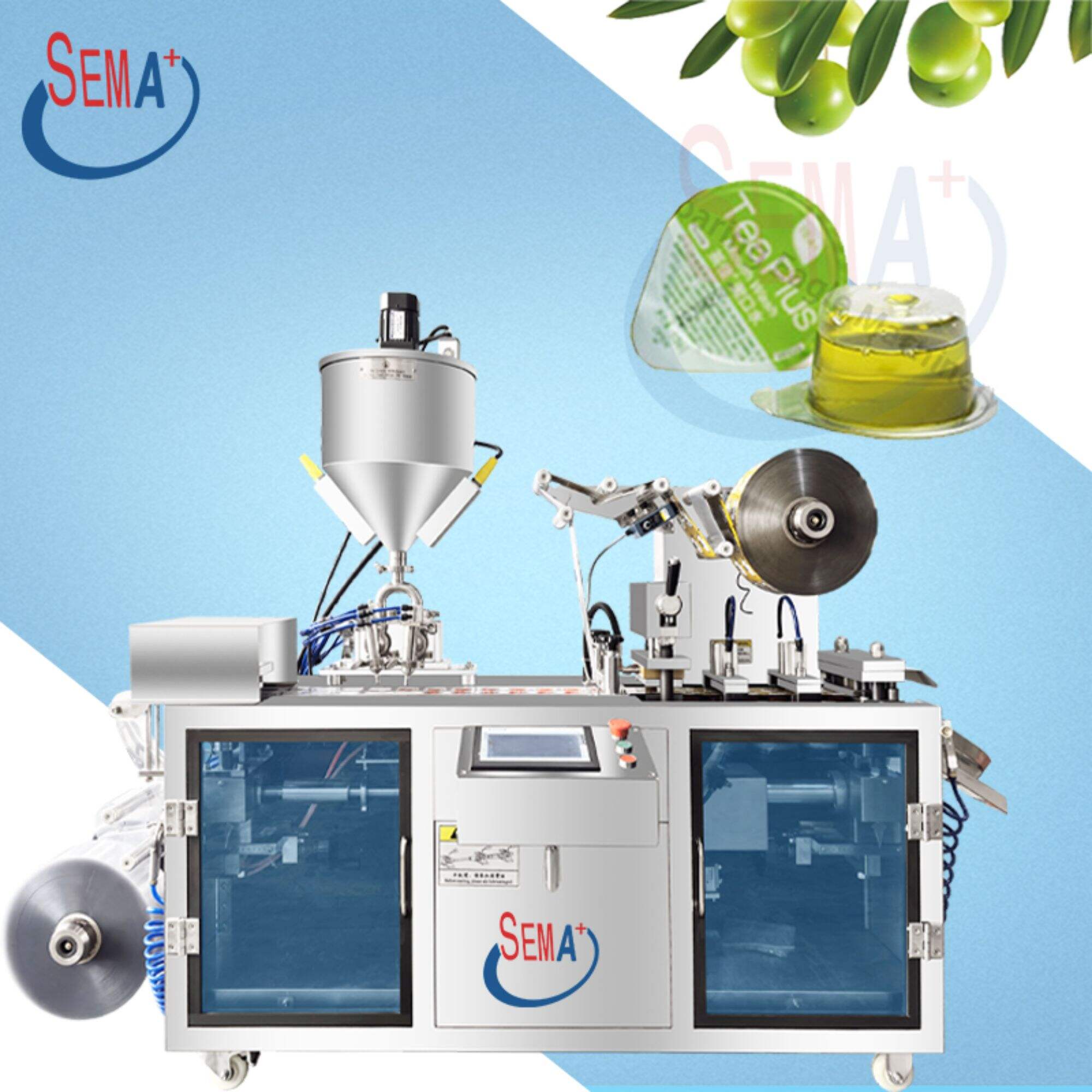 Automatic Honey Butter Sauce Chocolate Cream Liquid Filling Olive Oil Bubble Cover Packaging Machine