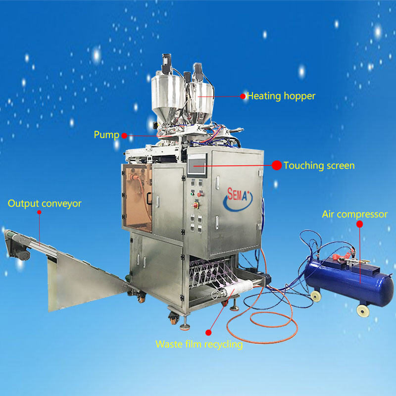 Shaped heating mixing linking honey sachet automatic sealing packing machine