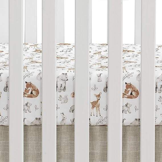 Lambs & Ivy Painted Forest 4-Piece Crib Bedding Set details