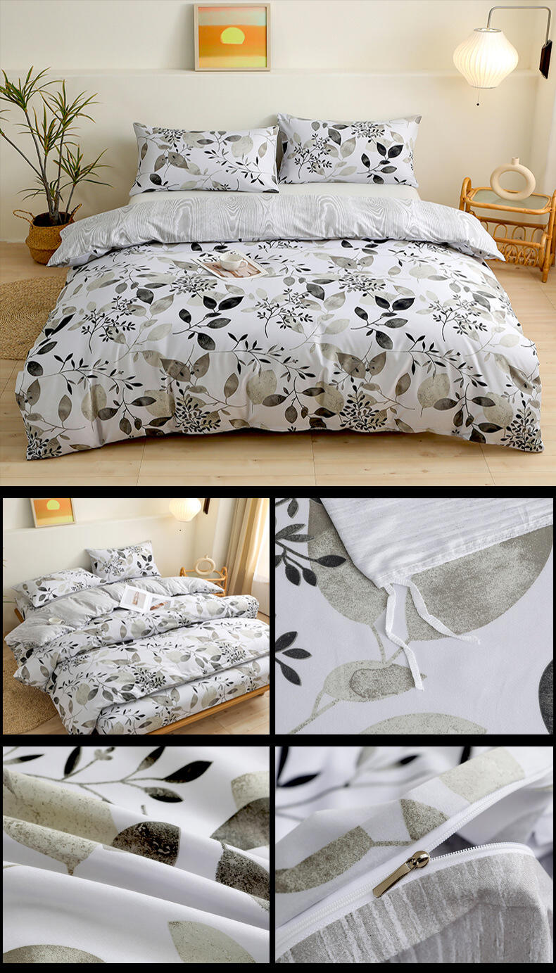 High Quality 4pc printed Super Soft Comforter Set Garment Wash Bedding Set factory