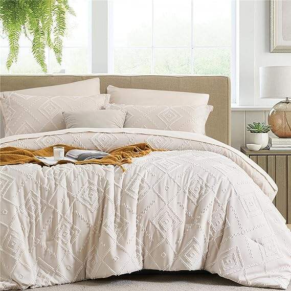 Tufted King Size Comforter Set 7 Piece Bed in a Bag, Shabby Chic Boho Comforter and Sheet Set manufacture