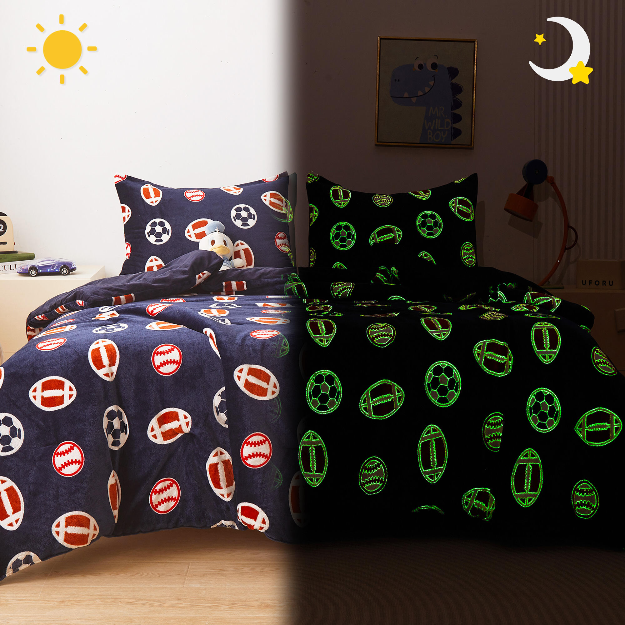 Wholesales AOYATEX Printed carton embossed flannel comforter sets for kids supplier