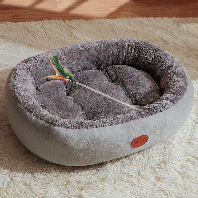 Aoyatex Customized Size Color Plush Pet Cat Beds Luxury Comfort Warming Round Pet Beds factory