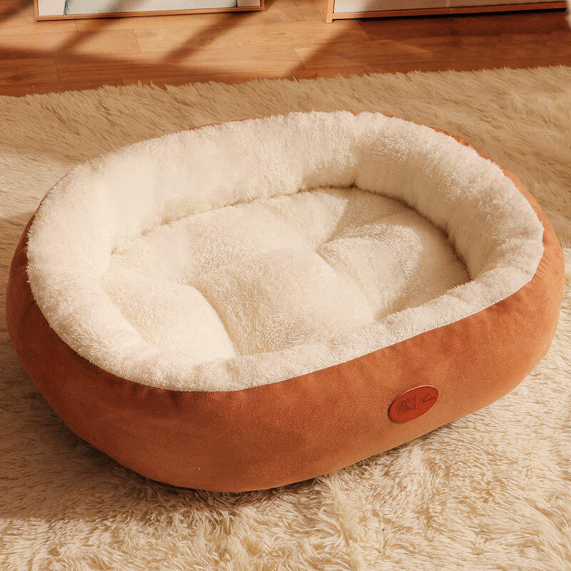 Aoyatex Customized Size Color Plush Pet Cat Beds Luxury Comfort Warming Round Pet Beds factory