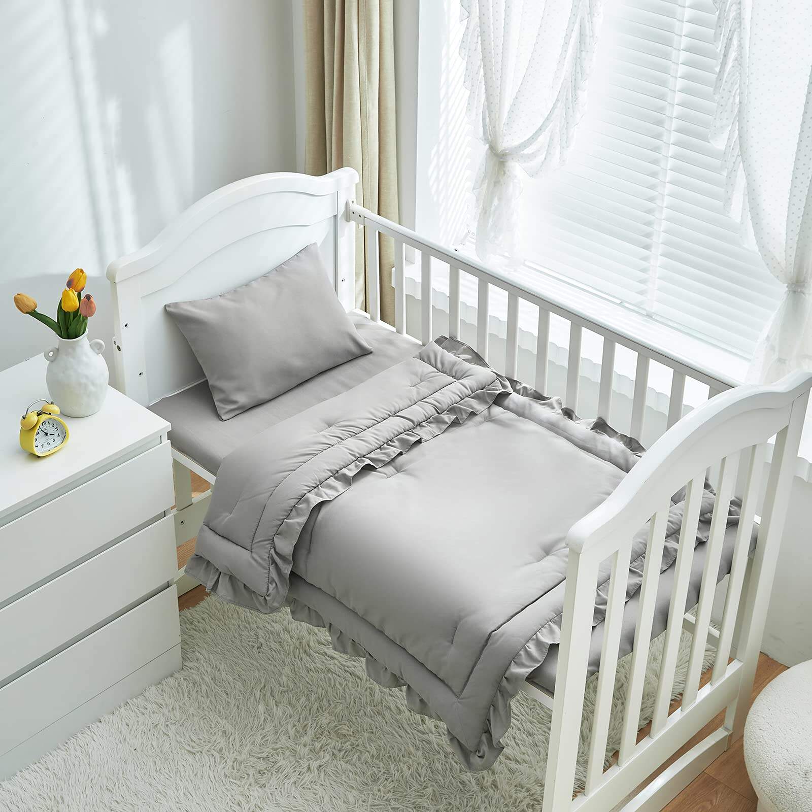 baby 4 Piece Textured Seersucker Toddler Soft Bedding Set for Crib supplier