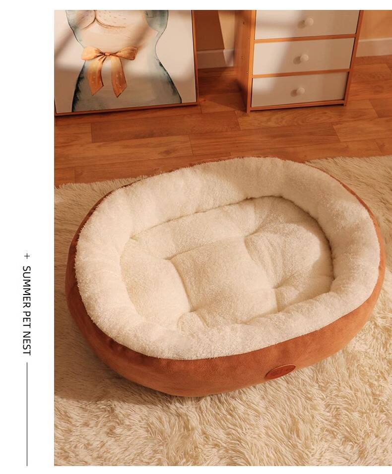 Aoyatex Customized Size Color Plush Pet Cat Beds Luxury Comfort Warming Round Pet Beds factory