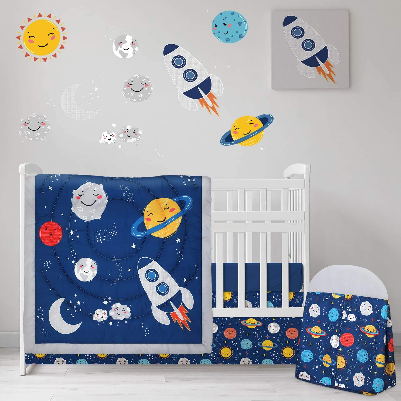 Baby 4 Piece Space Toddler Soft Bedding Set for Crib details