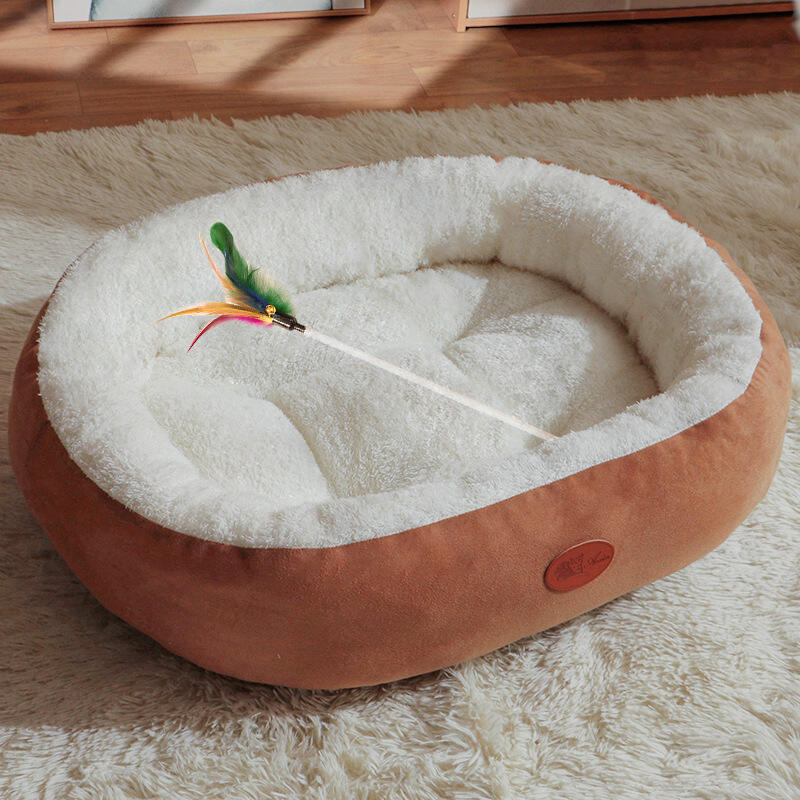 Aoyatex Customized Size Color Plush Pet Cat Beds Luxury Comfort Warming Round Pet Beds details