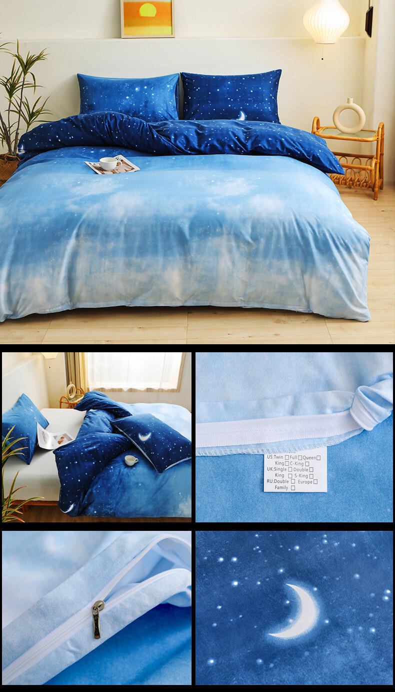 High Quality 4pc printed Super Soft Comforter Set Garment Wash Bedding Set manufacture