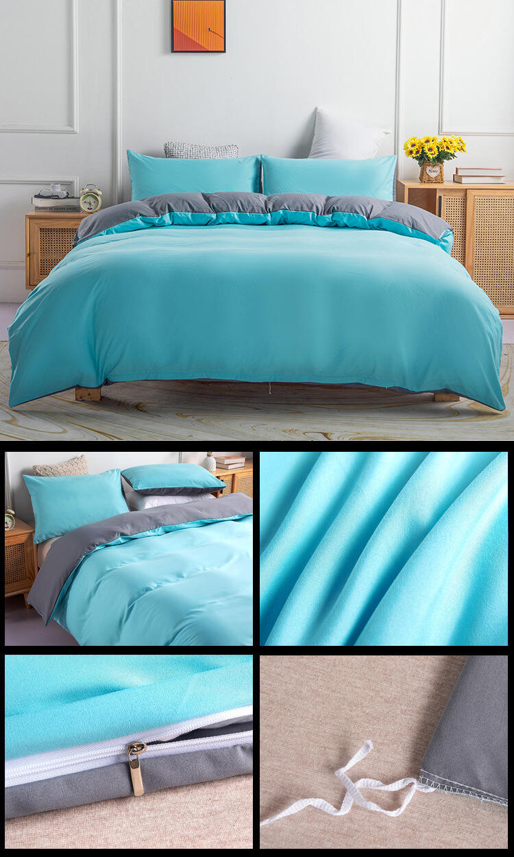 High Quality 3pc Solid Super Soft Comforter Set Garment Wash Duvet Bedding Set factory