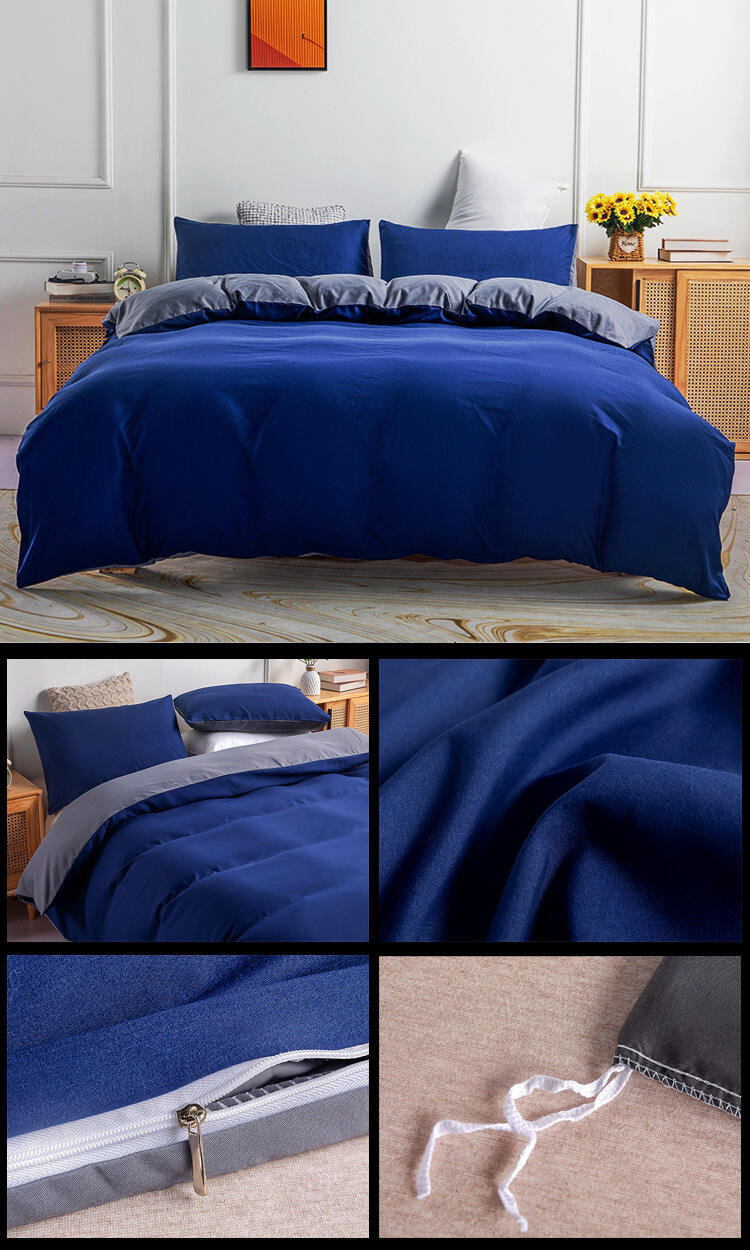 High Quality 3pc Solid Super Soft Comforter Set Garment Wash Duvet Bedding Set details