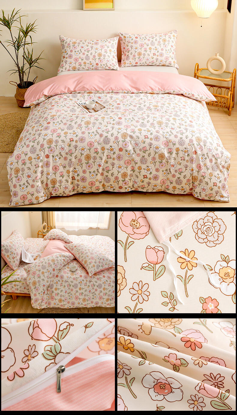 High Quality 4pc printed Super Soft Comforter Set Garment Wash Bedding Set supplier