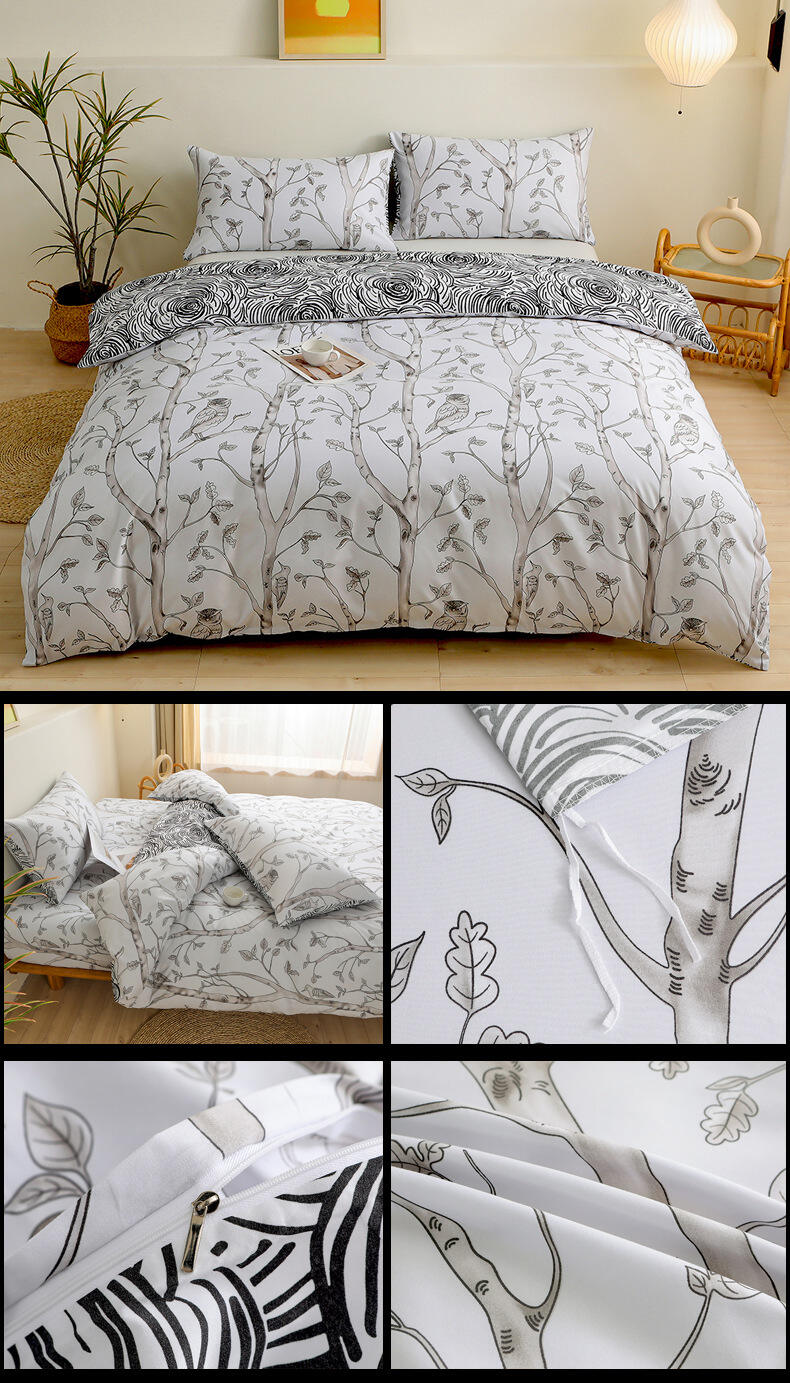 High Quality 4pc printed Super Soft Comforter Set Garment Wash Bedding Set supplier