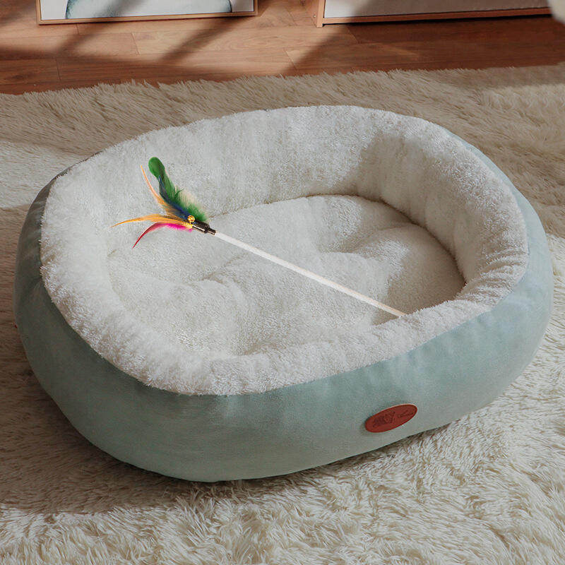 Aoyatex Customized Size Color Plush Pet Cat Beds Luxury Comfort Warming Round Pet Beds factory