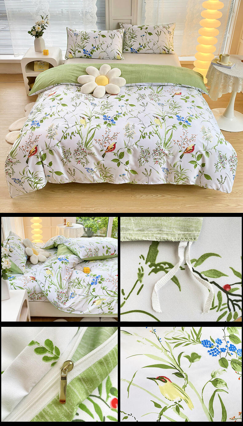 High Quality 4pc printed Super Soft Comforter Set Garment Wash Bedding Set factory