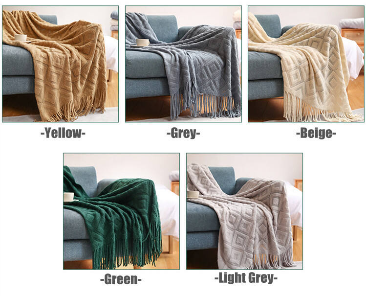 Aoyatex Home Soft Cozy Decorative Crochet Blanket Lightweight Acrylic Knitted Blanket With Tassels Throws And Blankets supplier