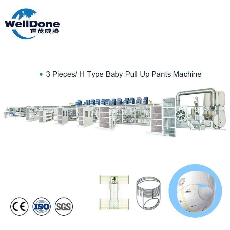 WellDone-China 3-stikken Type Baby Pant luier Machine fabrikanten