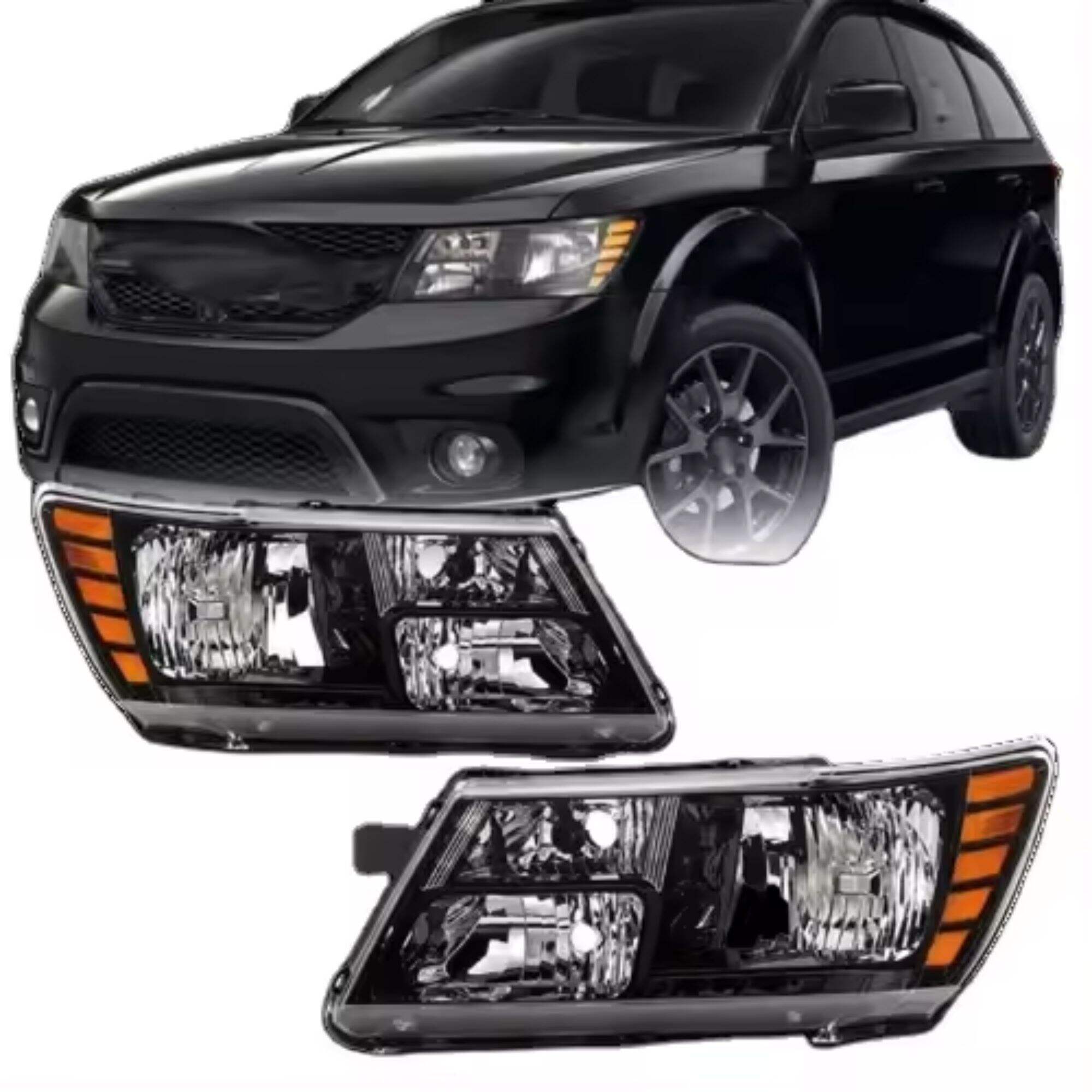 Black Housing Headlights HALOGEN Headlamps Assembly for DODGE JOURNEY CROSSROAD 2014-2020 oem 5116289AA 68200084AB