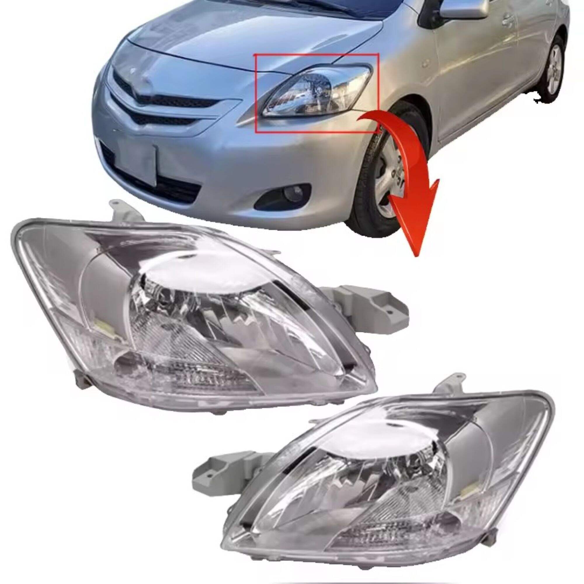 2006-2009 yaris car body kit Front Headlamp HeadLight Car Head Lamp For Toyota Vios Yaris belta accessories 2006 2007 2008 2009