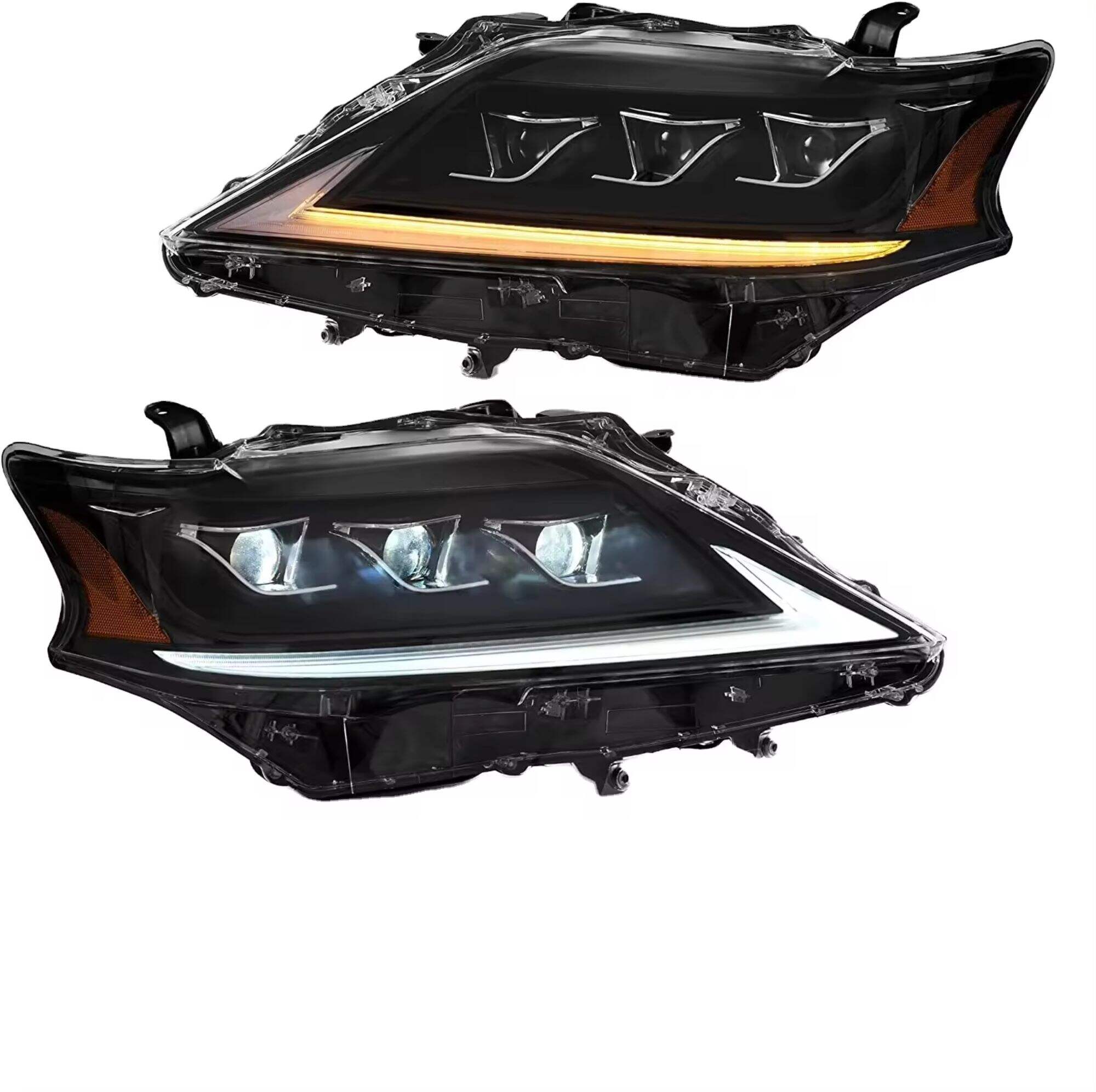 Modified upgrade front full LED Headlights w/DRL For 13-15 Lexus RX series 350 450H Amber Reflector