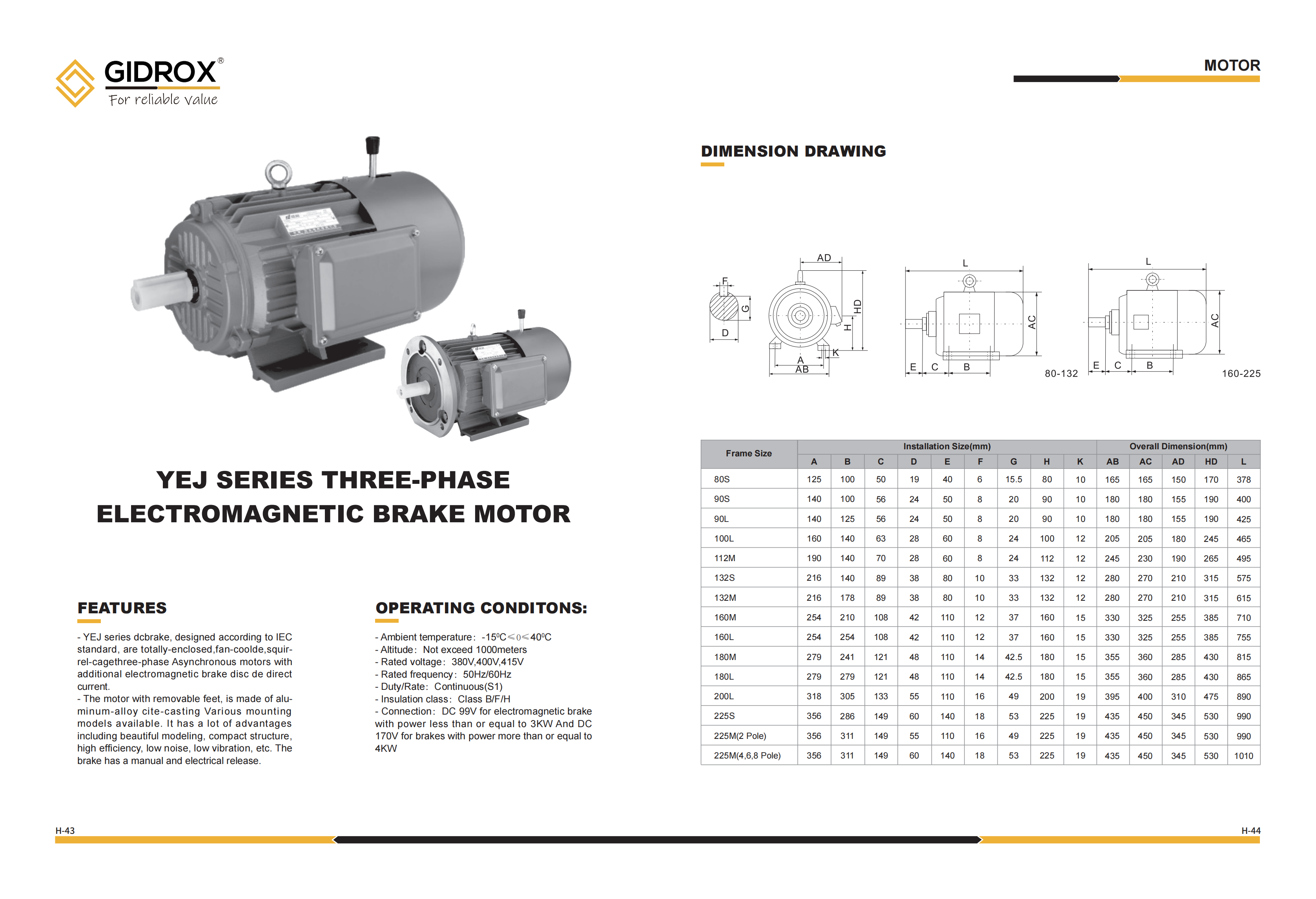 GIDROX MOTOR-YEJ Series manufacture