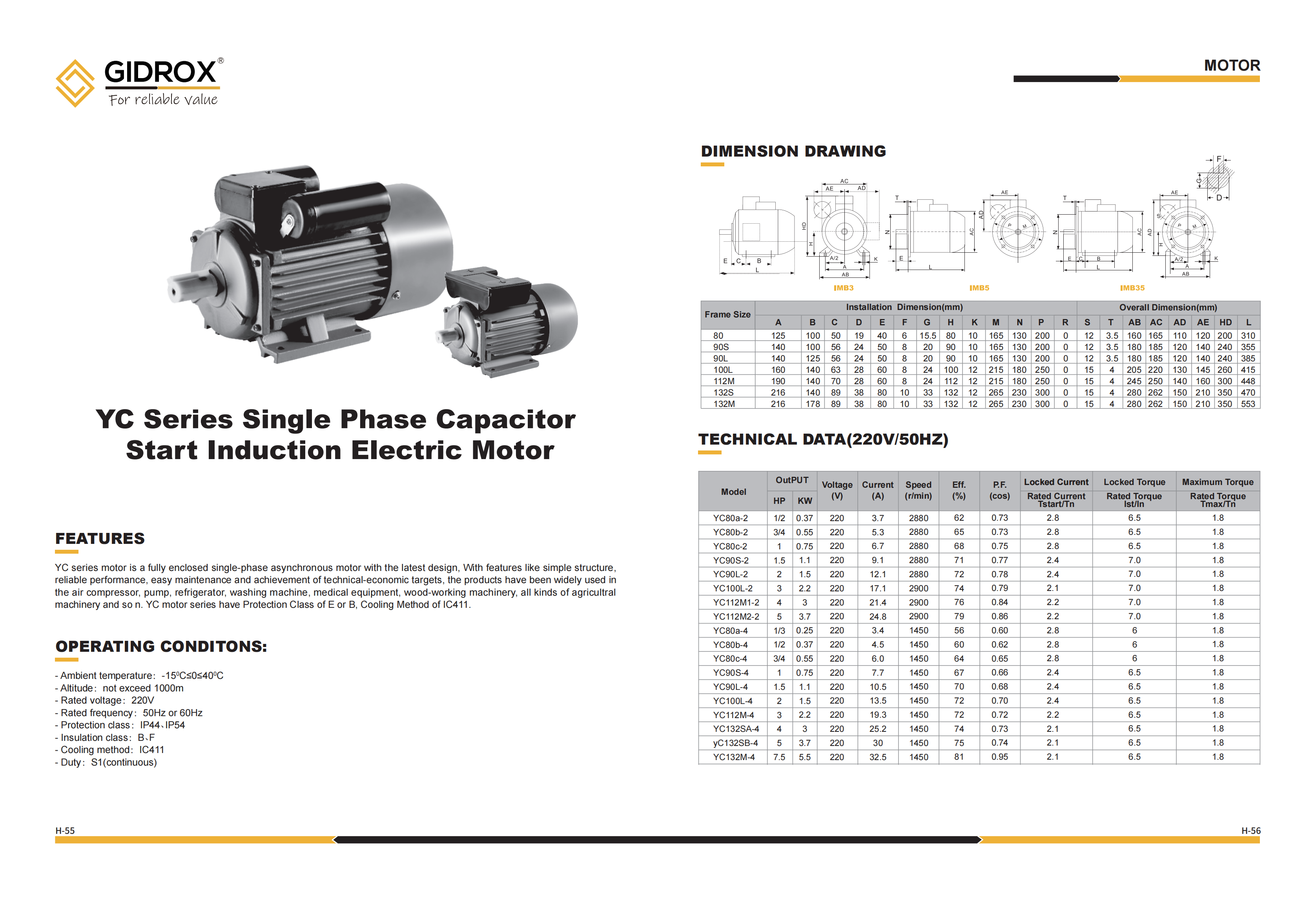 GIDROX MOTOR-YC Series supplier