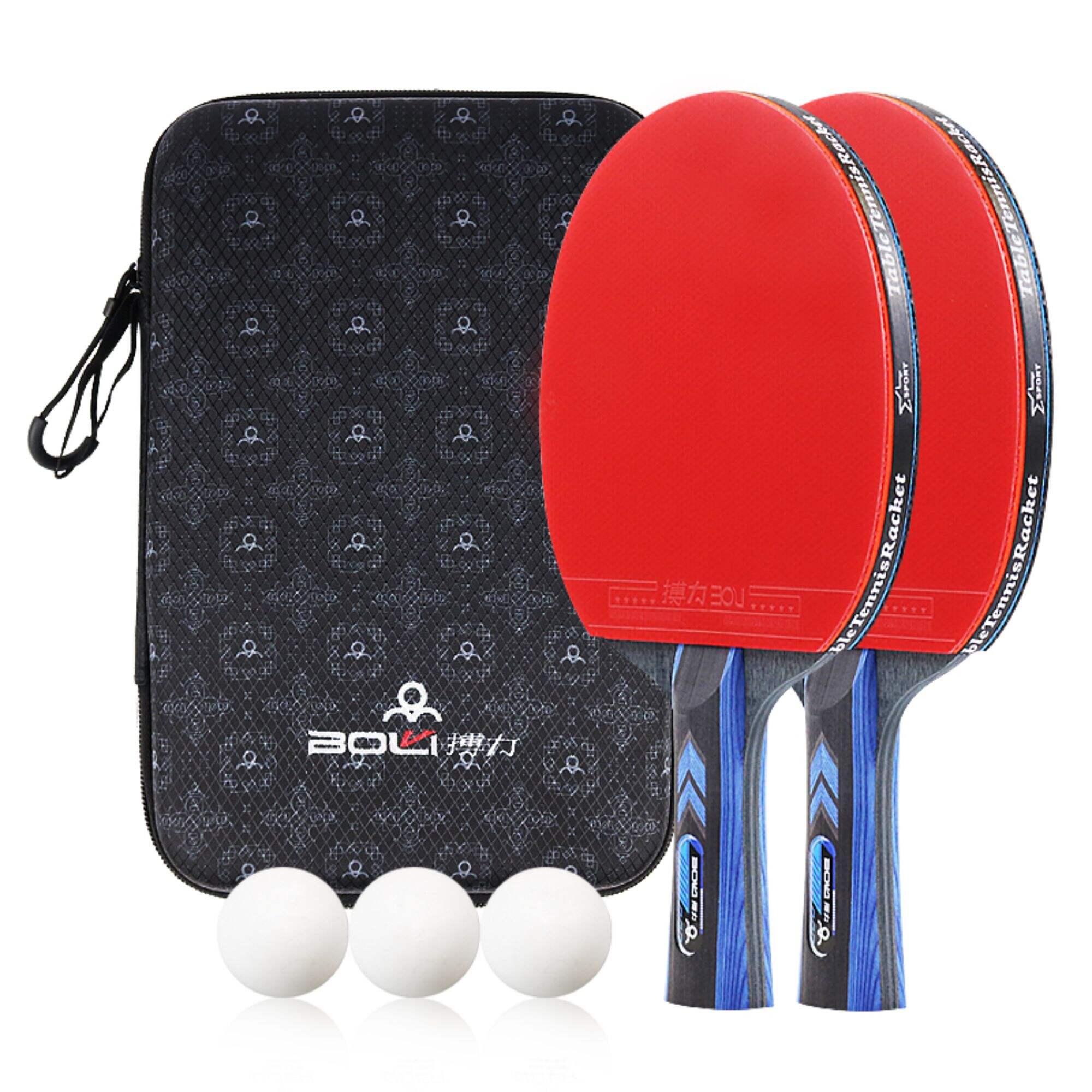 F02 Portable Table Tennis Set 2 Racket 3 Ball Professional Table Tennis Racket With Hard Bag
