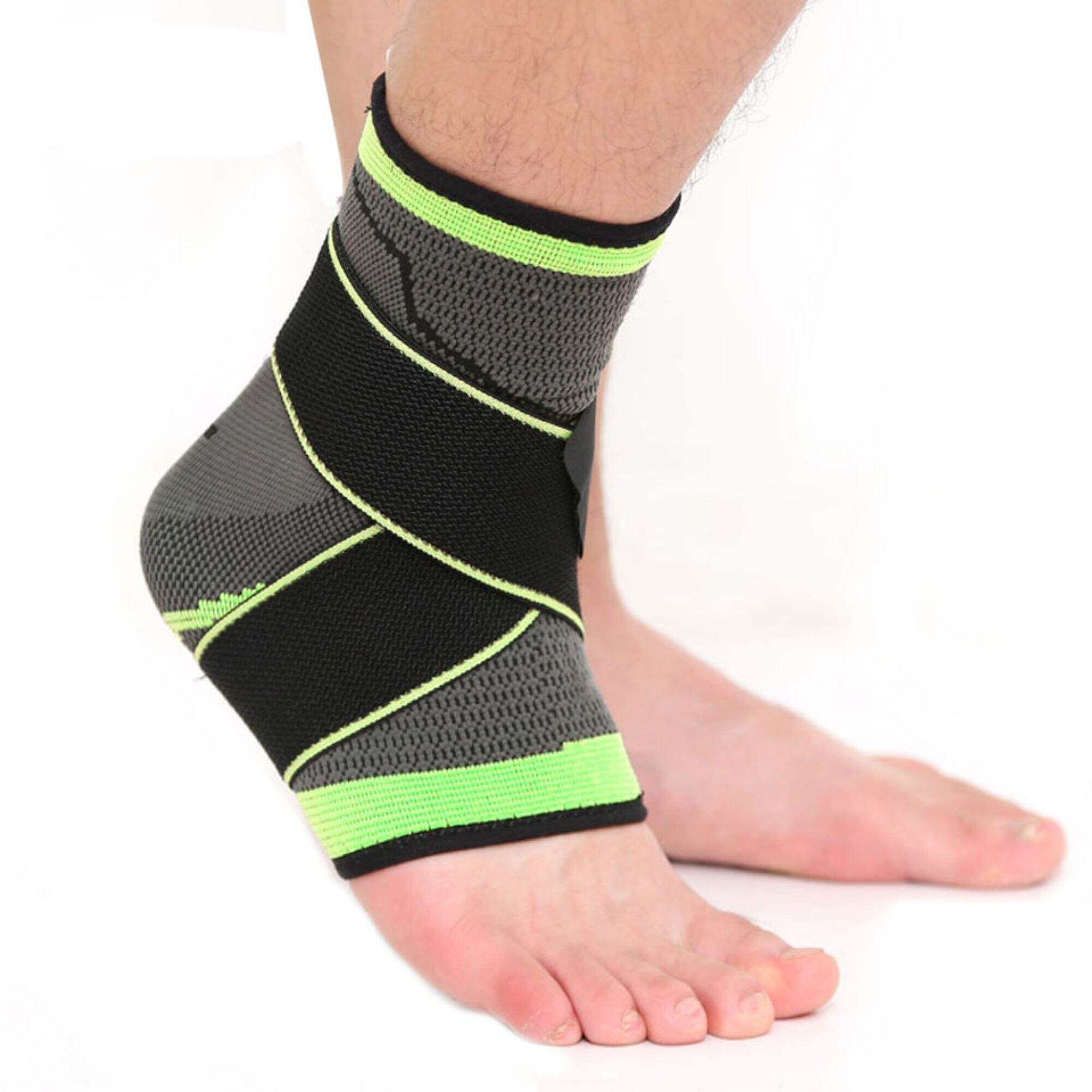 7529 Knitting Ankle Support Compression Sleeve With Adjustable Straps