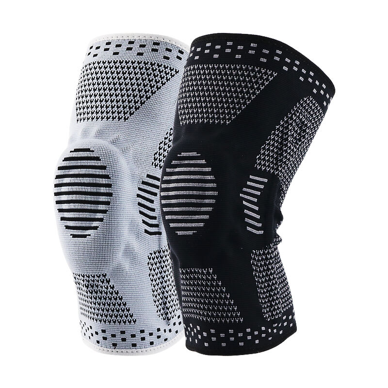 7725 Silicone anti-slip knitting compression knee sleeve for weightlifting