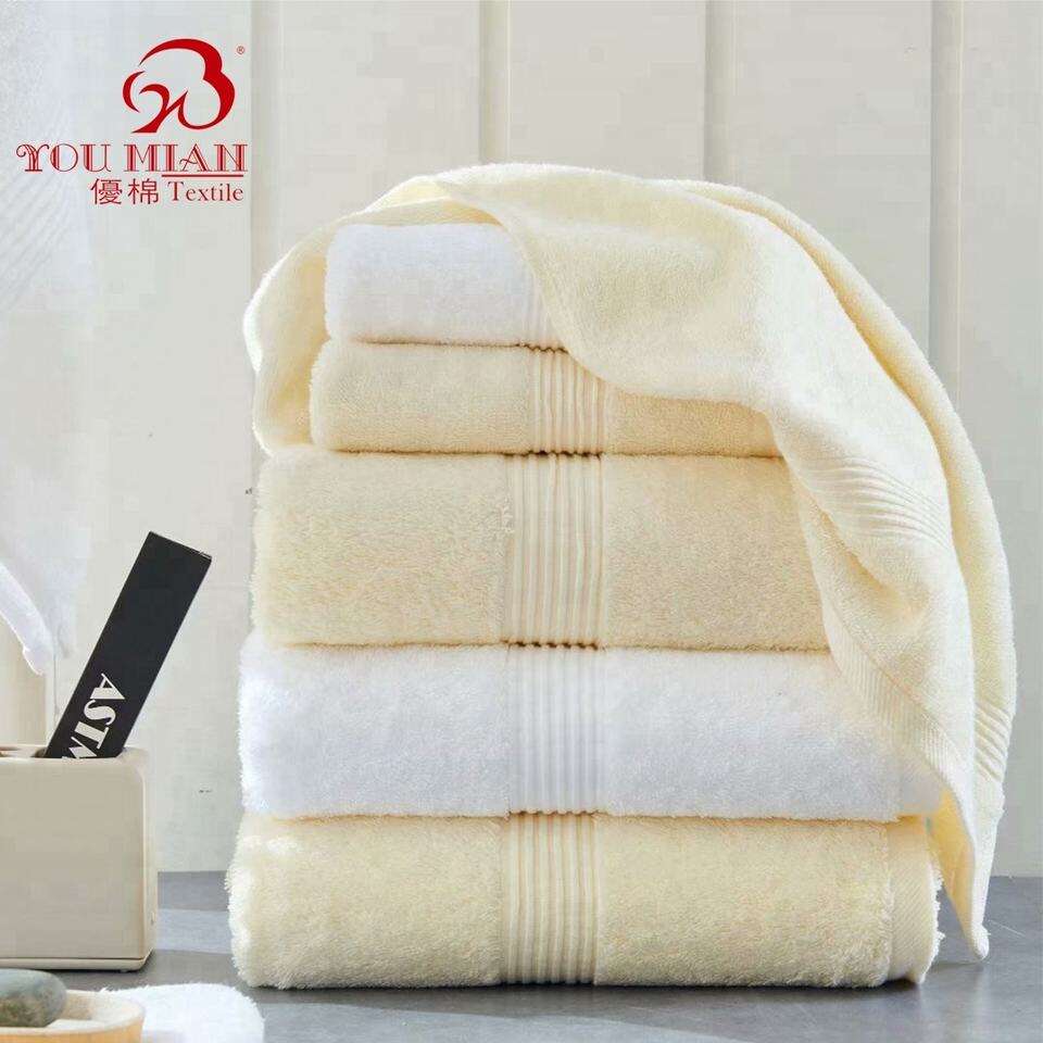 5 star hotel towel white custom logo bathroom 100% cotton face hand bath hotel towel set