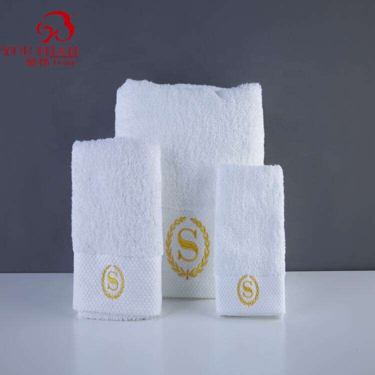 Hotel linen embroidered cotton platinum satin crown towel bath towel