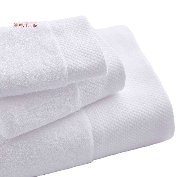 China Factory Hotel Combed Cotton Water Pattern Organic White Bath Towel