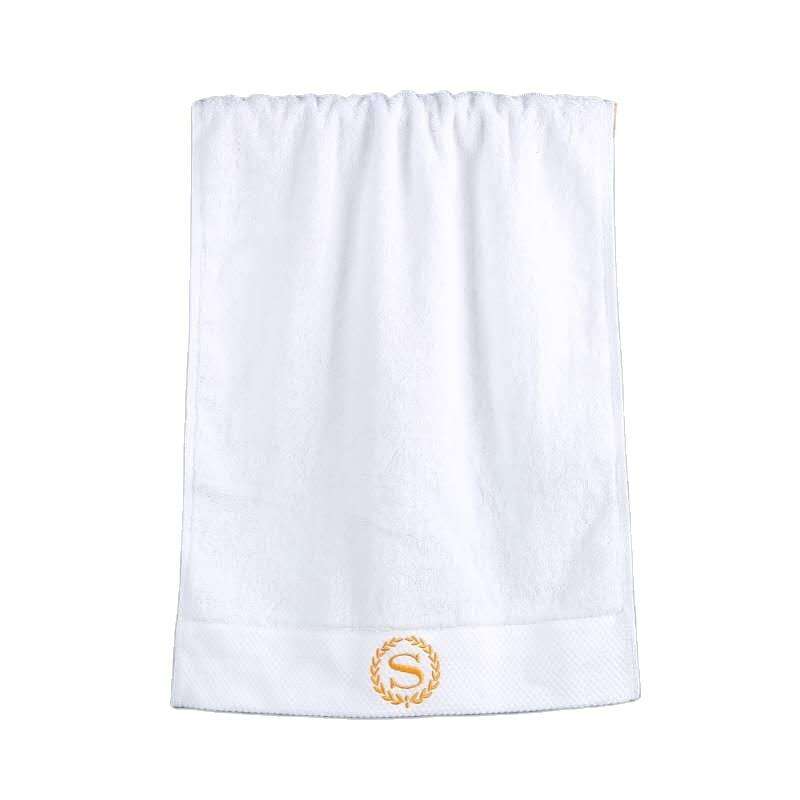 Hotel new custom logo cotton white platinum segment embroidered towel bath towel