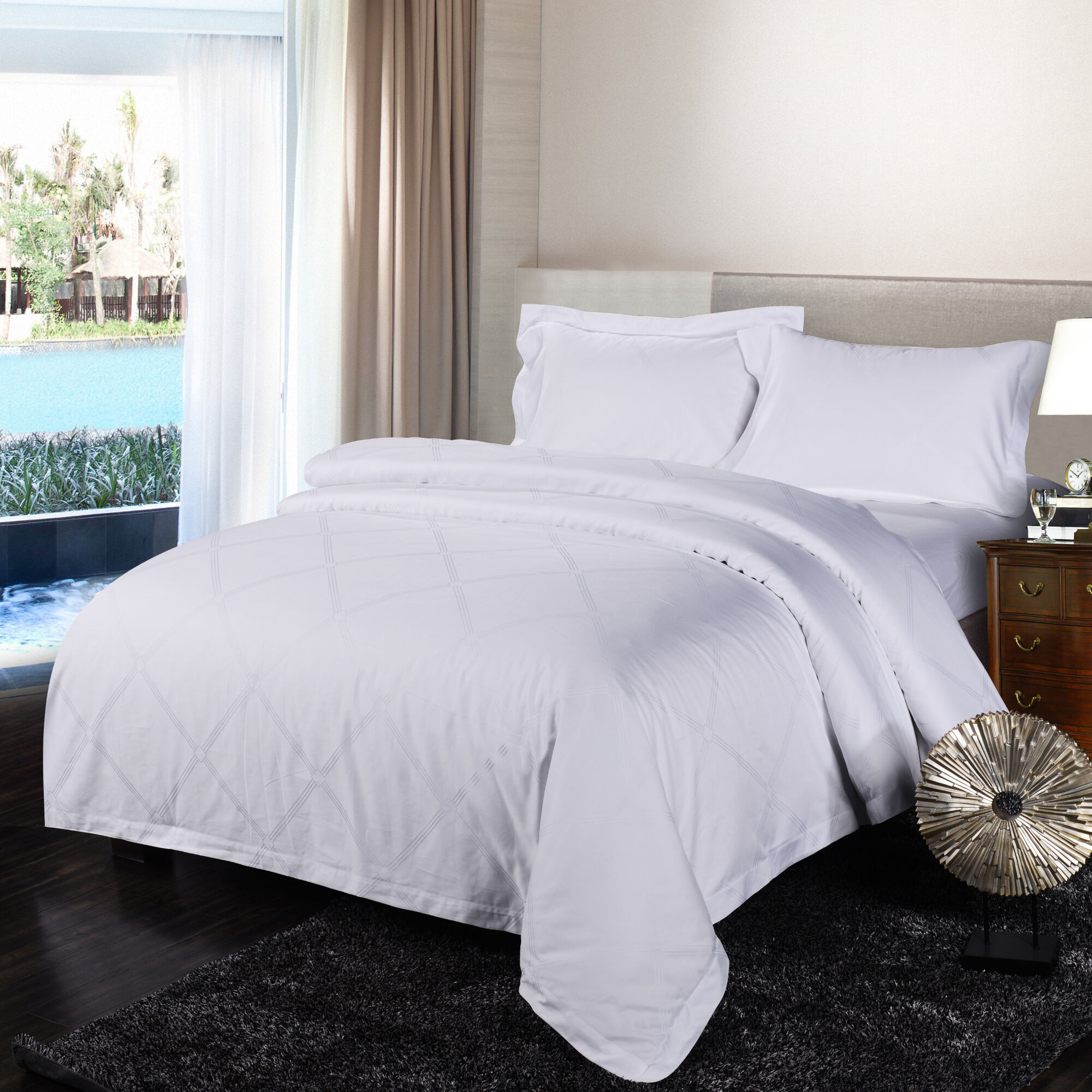 Oeko-tex Custom Jacquard Luxury Satin Hotel Bedding Sets