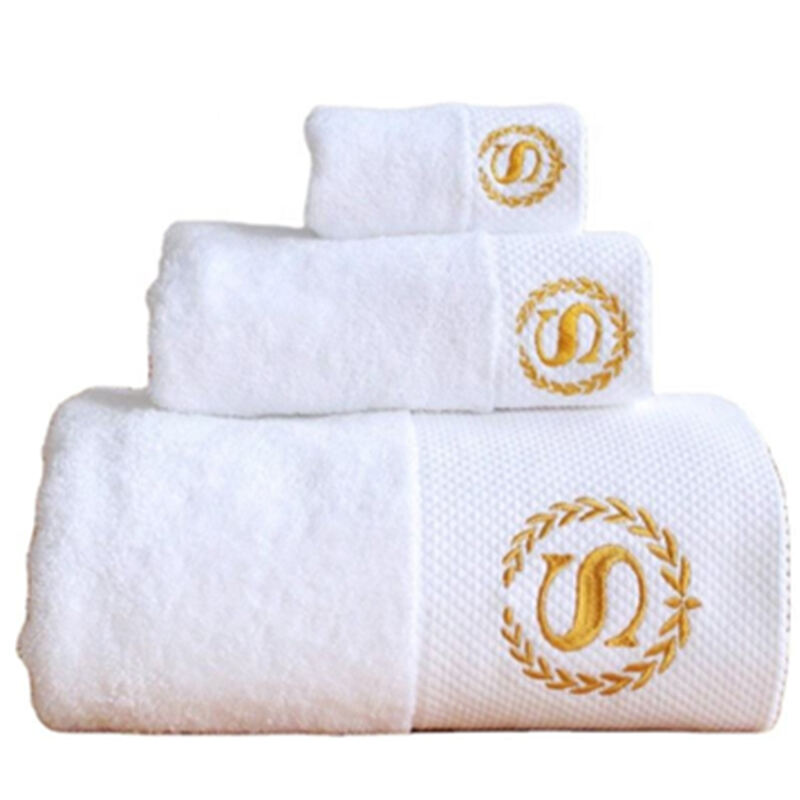 Custom logo 100% cotton hotel white bath towel