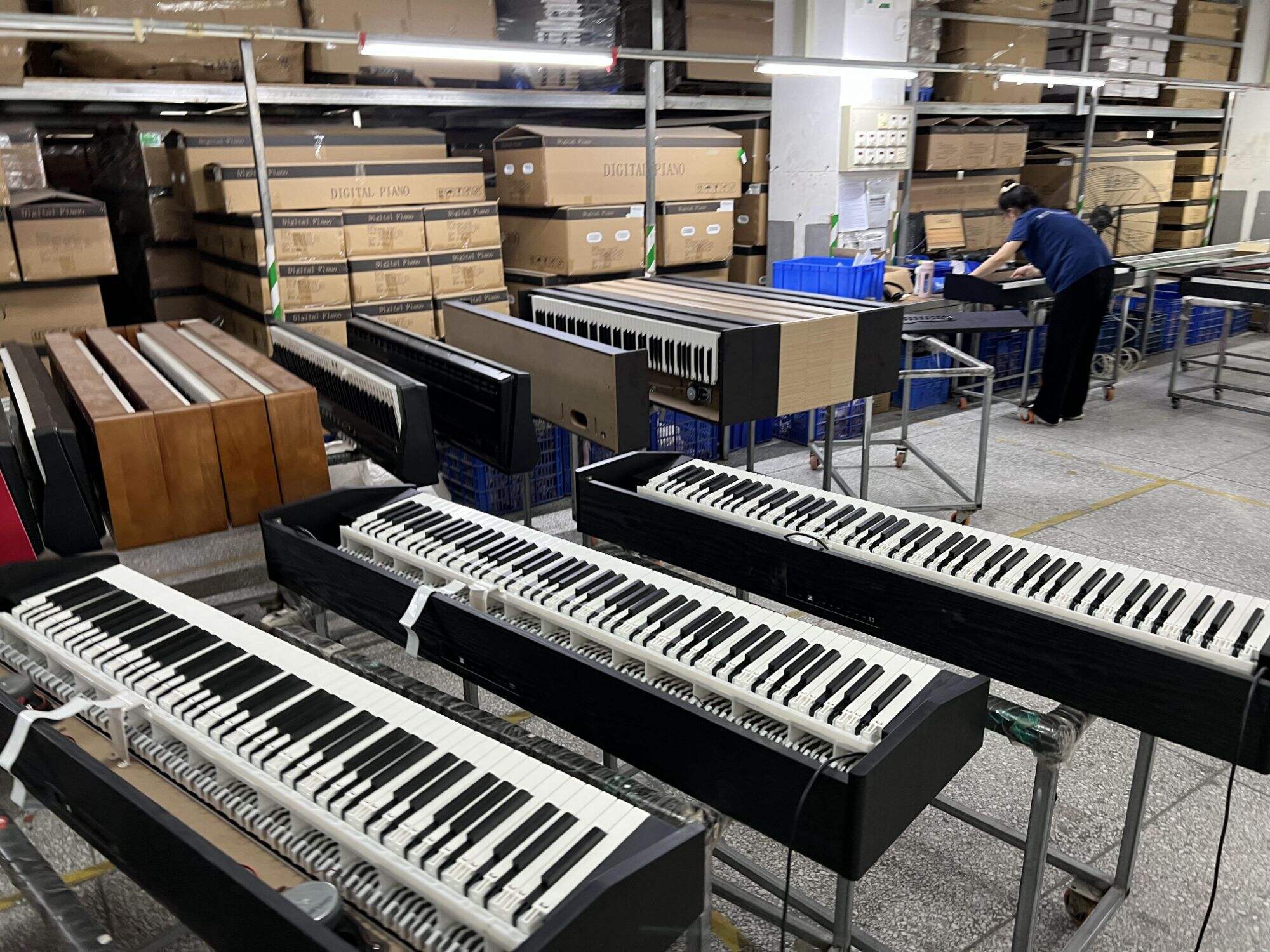 What are the main steps involved in the production process of a digital piano?